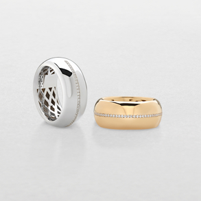 anello in oro bianco o rosa e diamanti