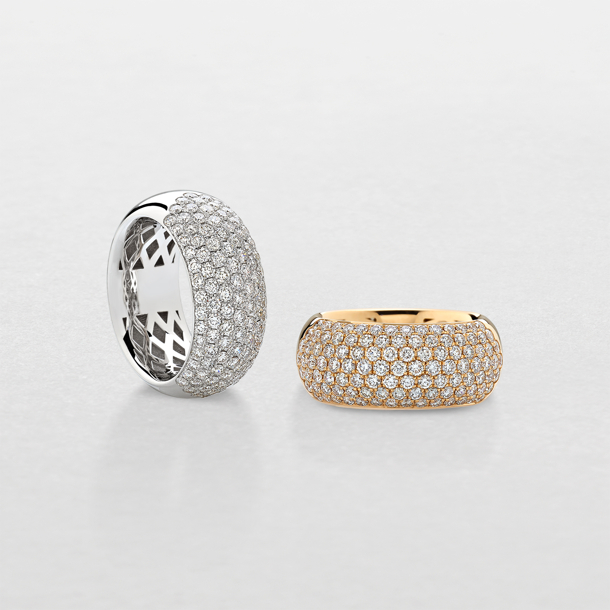 white or pink gold and diamonds ring