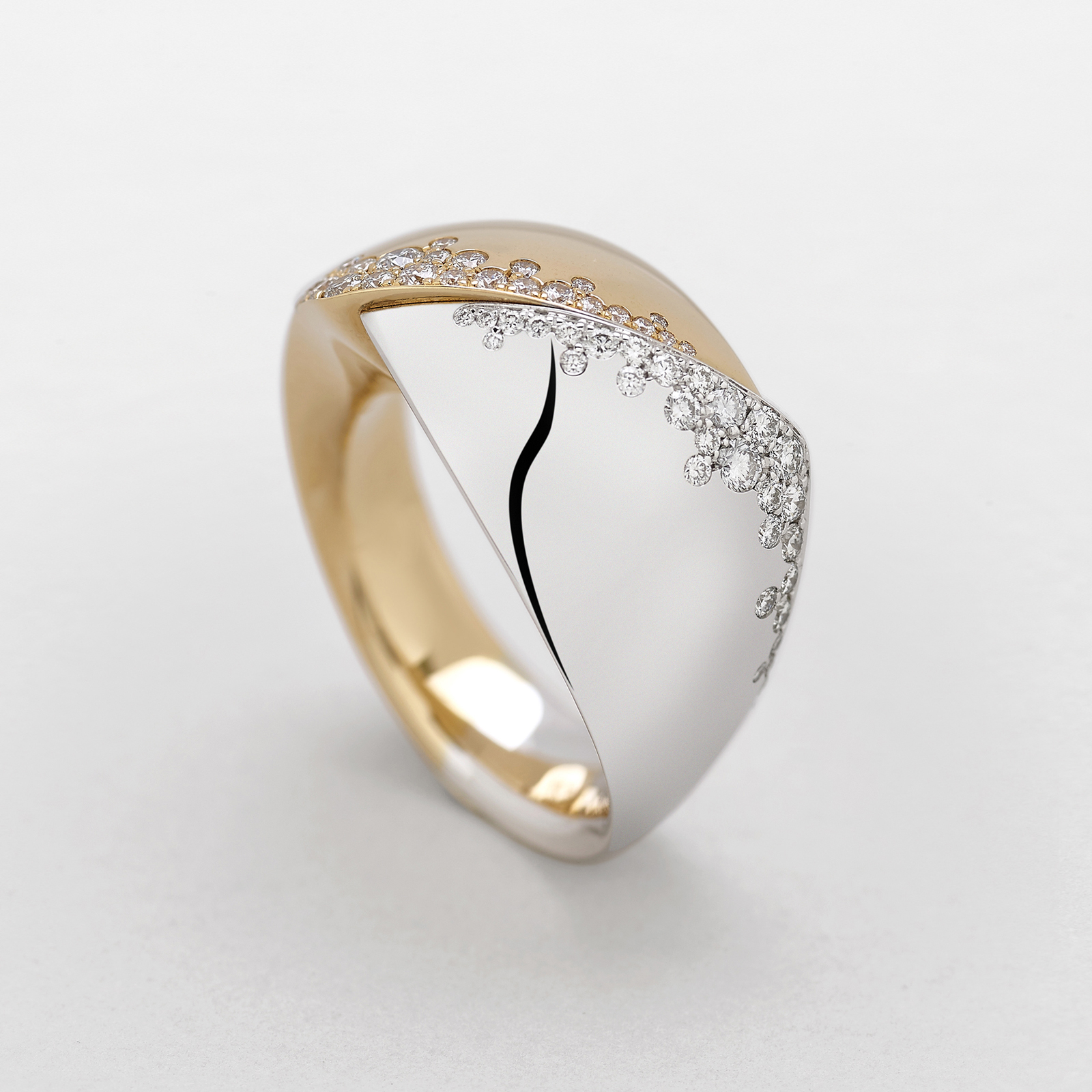 pink and white gold with diamonds ring