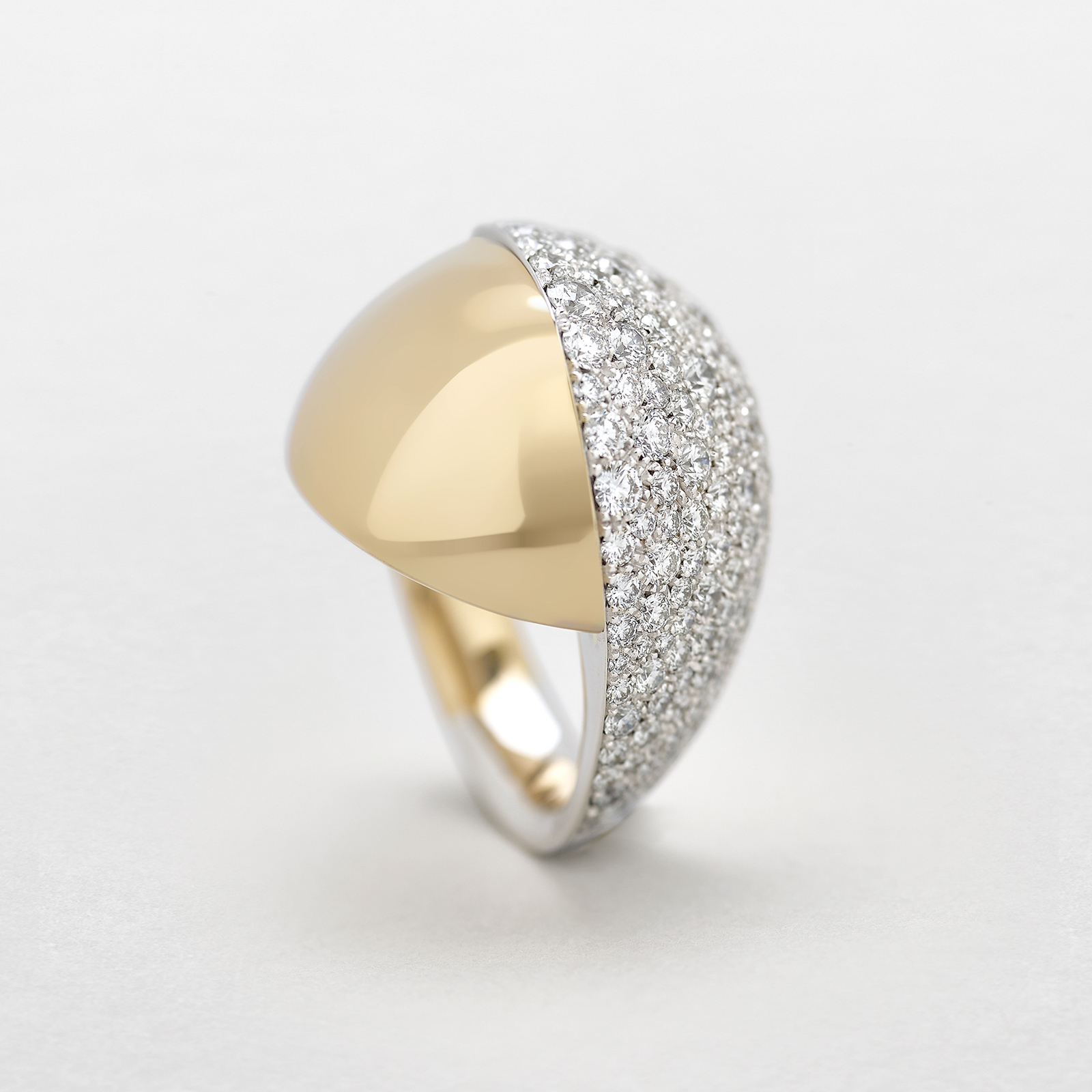 pink and white gold with diamonds ring