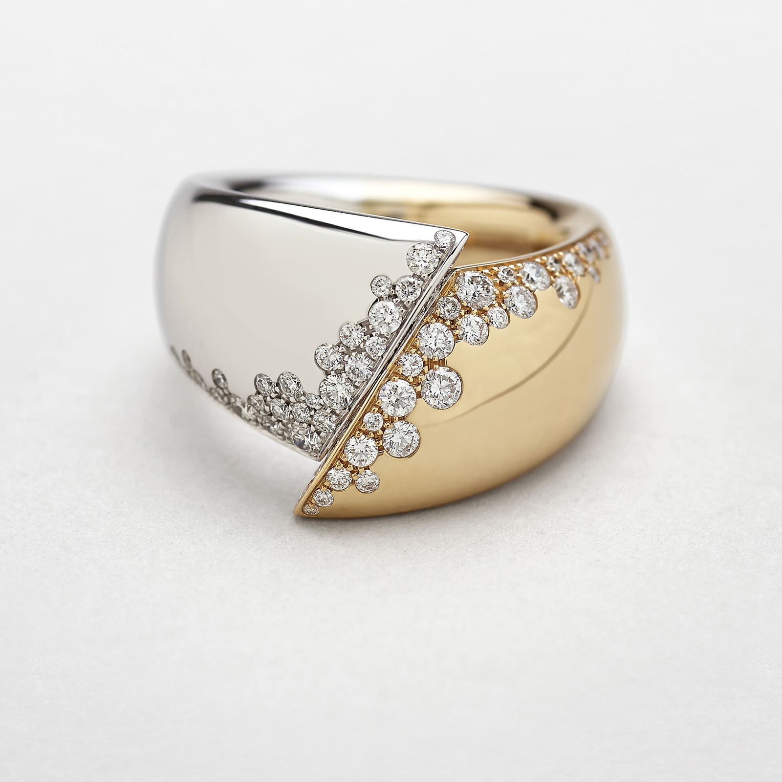 pink and white gold with diamonds ring