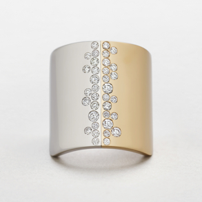 anello in oro rosa, bianco e diamanti