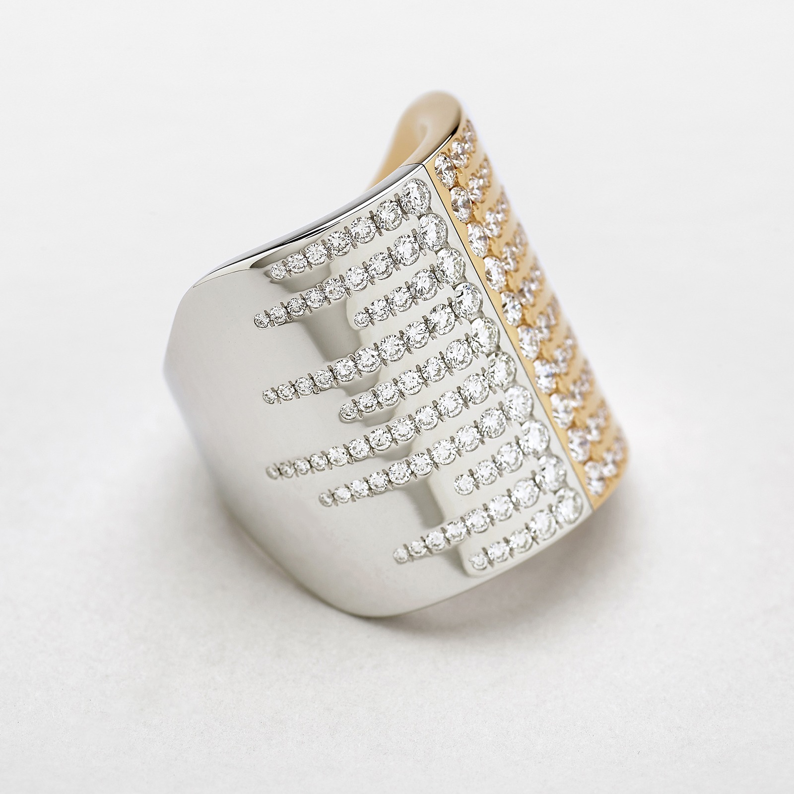 pink and white gold with diamonds ring