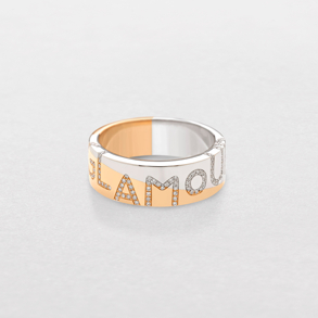 anello in oro rosa, bianco e diamanti