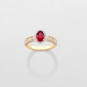 white and pink gold with diamonds and ruby ring