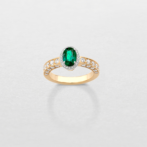 white and pink gold with diamonds and emerald ring