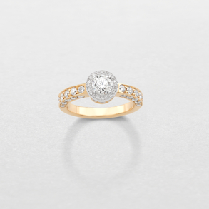 white and pink gold with diamonds ring