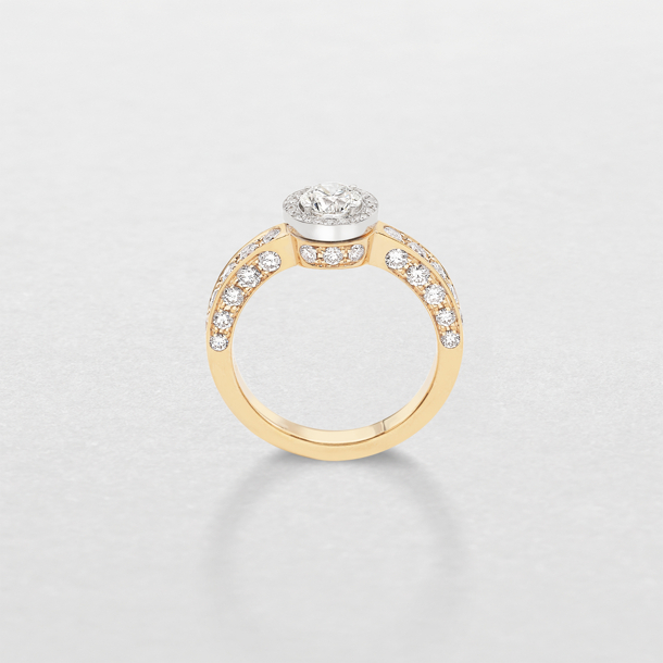 anello in oro bianco, rosa e diamanti