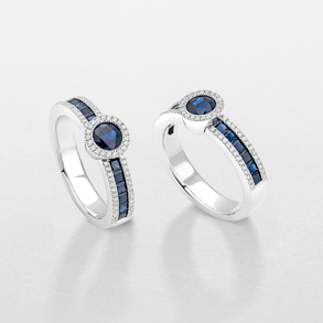 anello in oro bianco, diamanti  e pietre colore