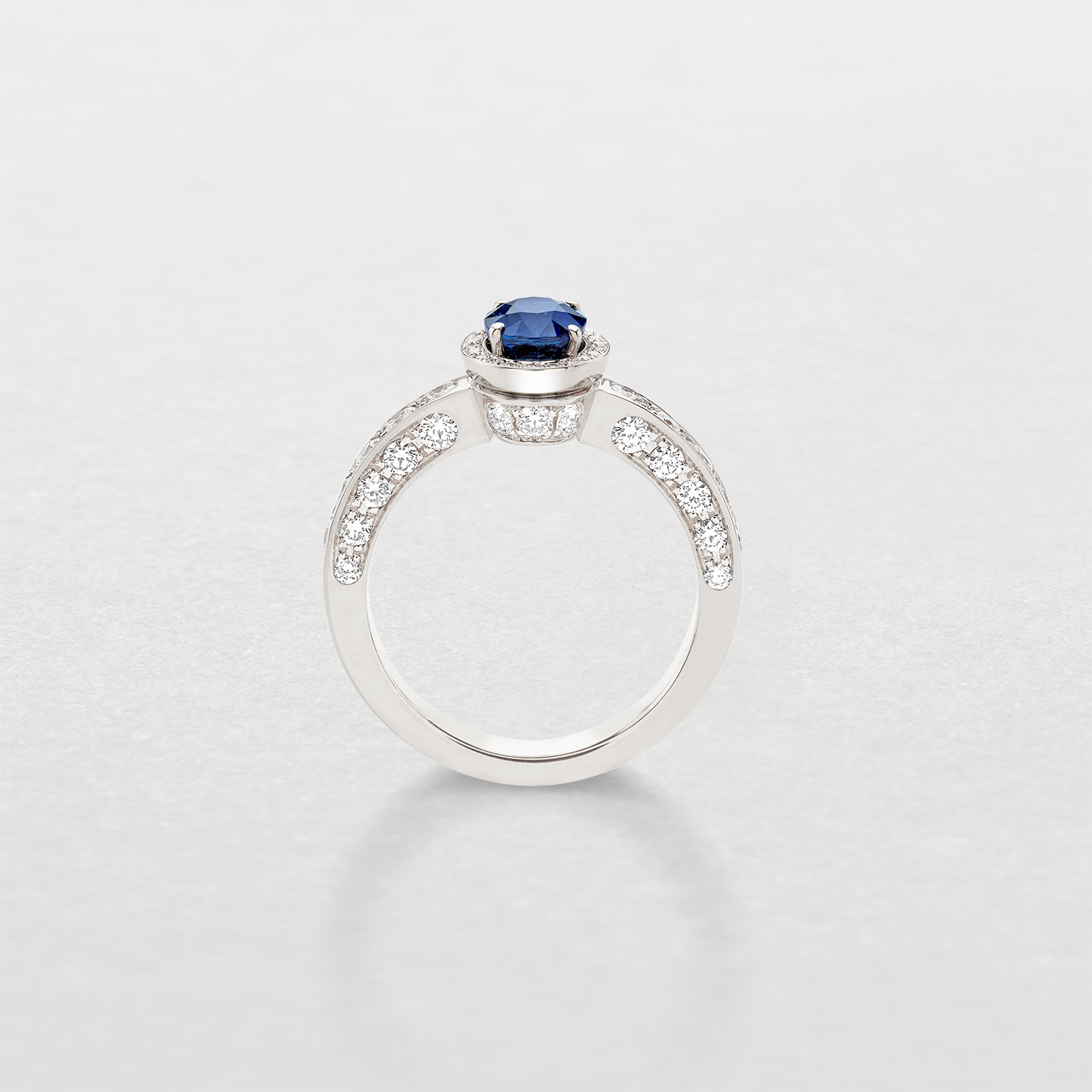 white gold with diamonds and sapphire ring