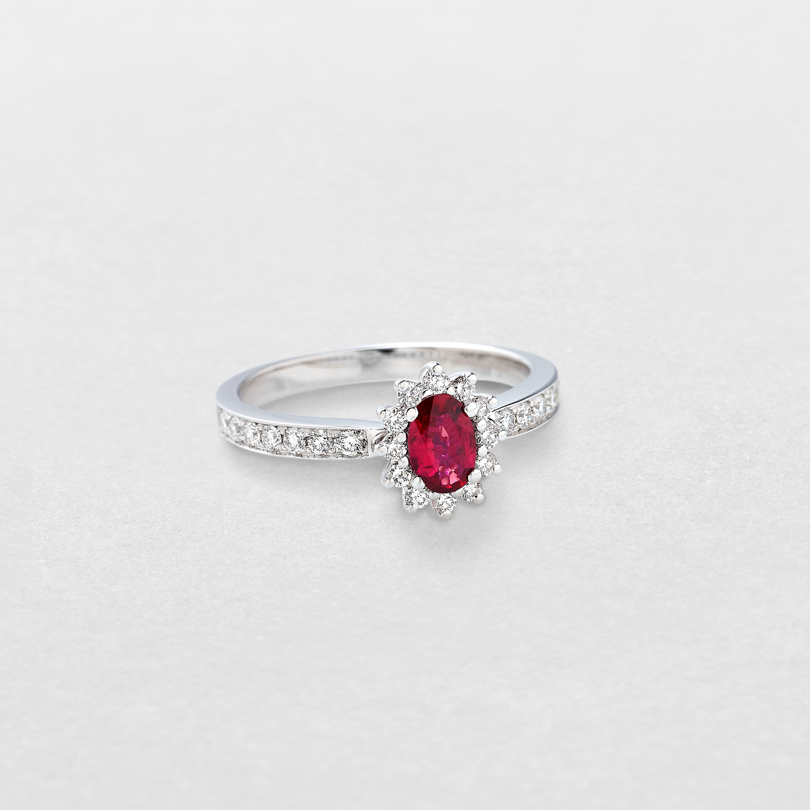 white gold with diamonds and ruby ring