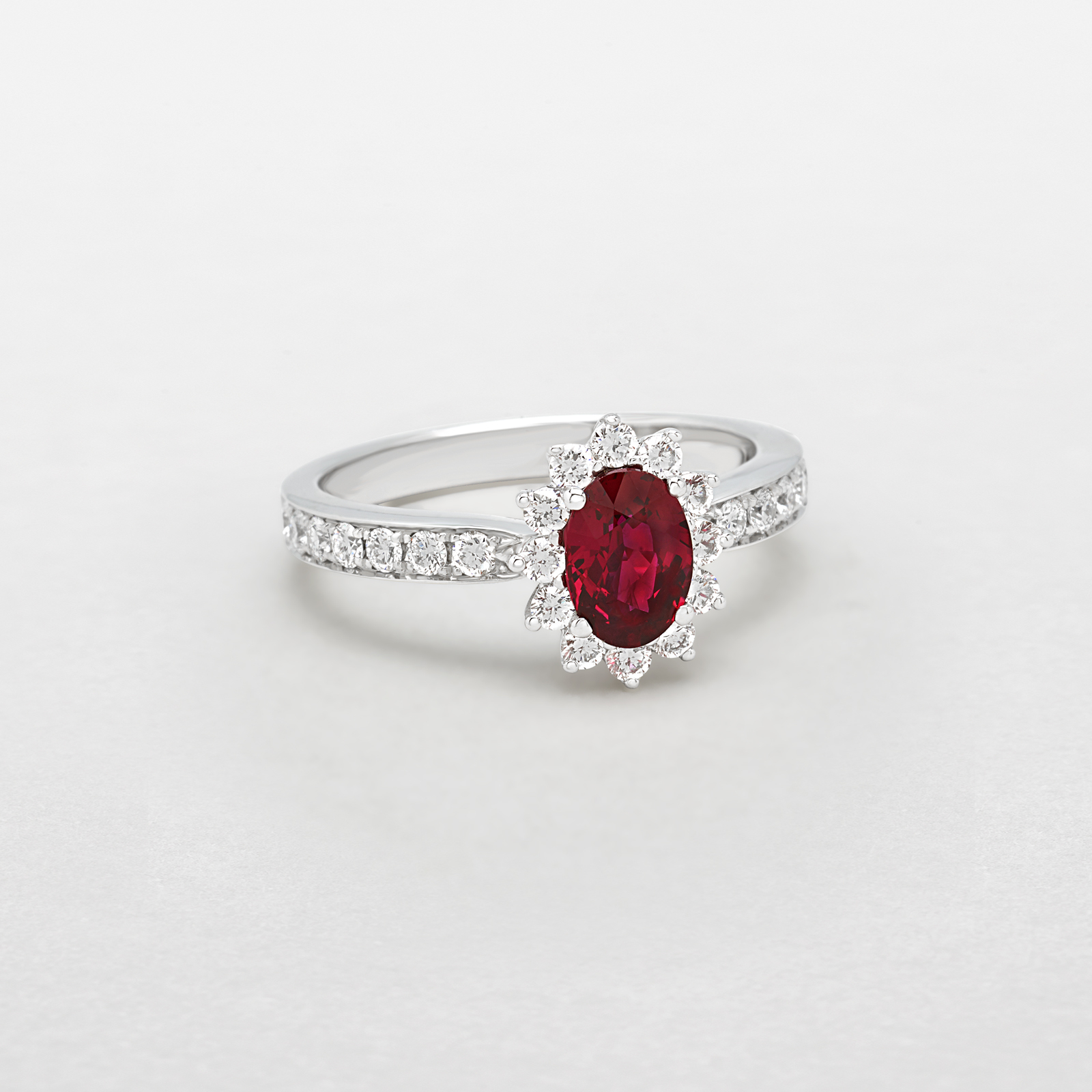 white gold with diamonds and ruby ring