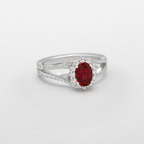 white gold with diamonds and ruby ring