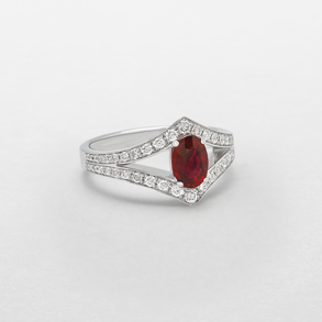 white gold with diamonds and ruby ring