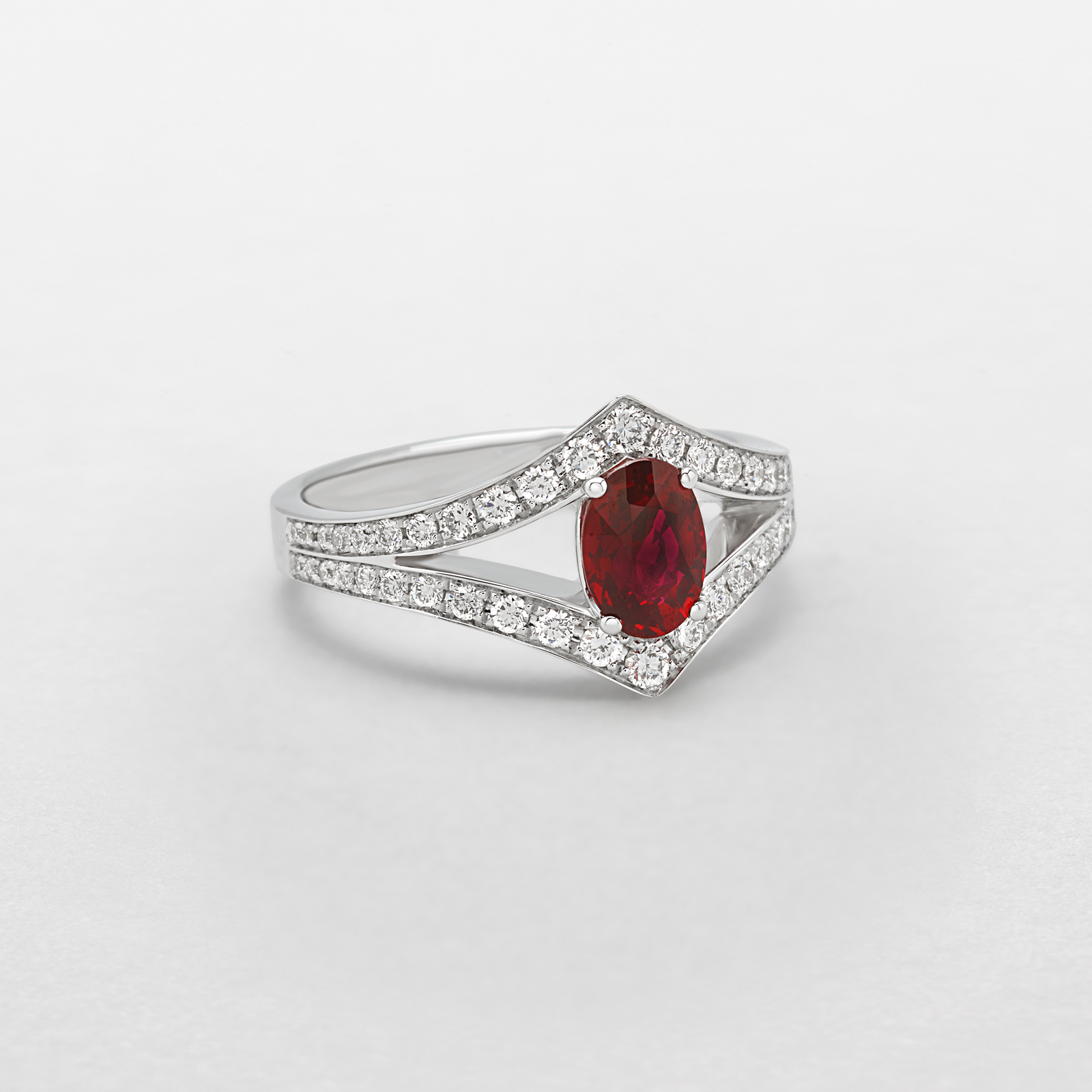 white gold with diamonds and ruby ring