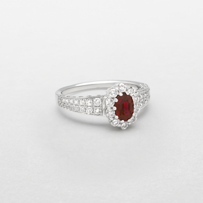 white gold with diamonds and ruby ring