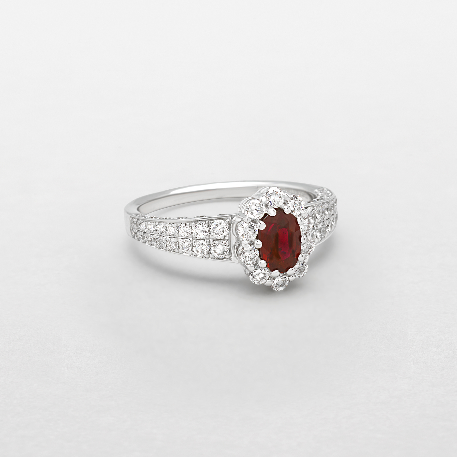 white gold with diamonds and ruby ring