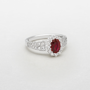 white gold with diamonds and ruby ring