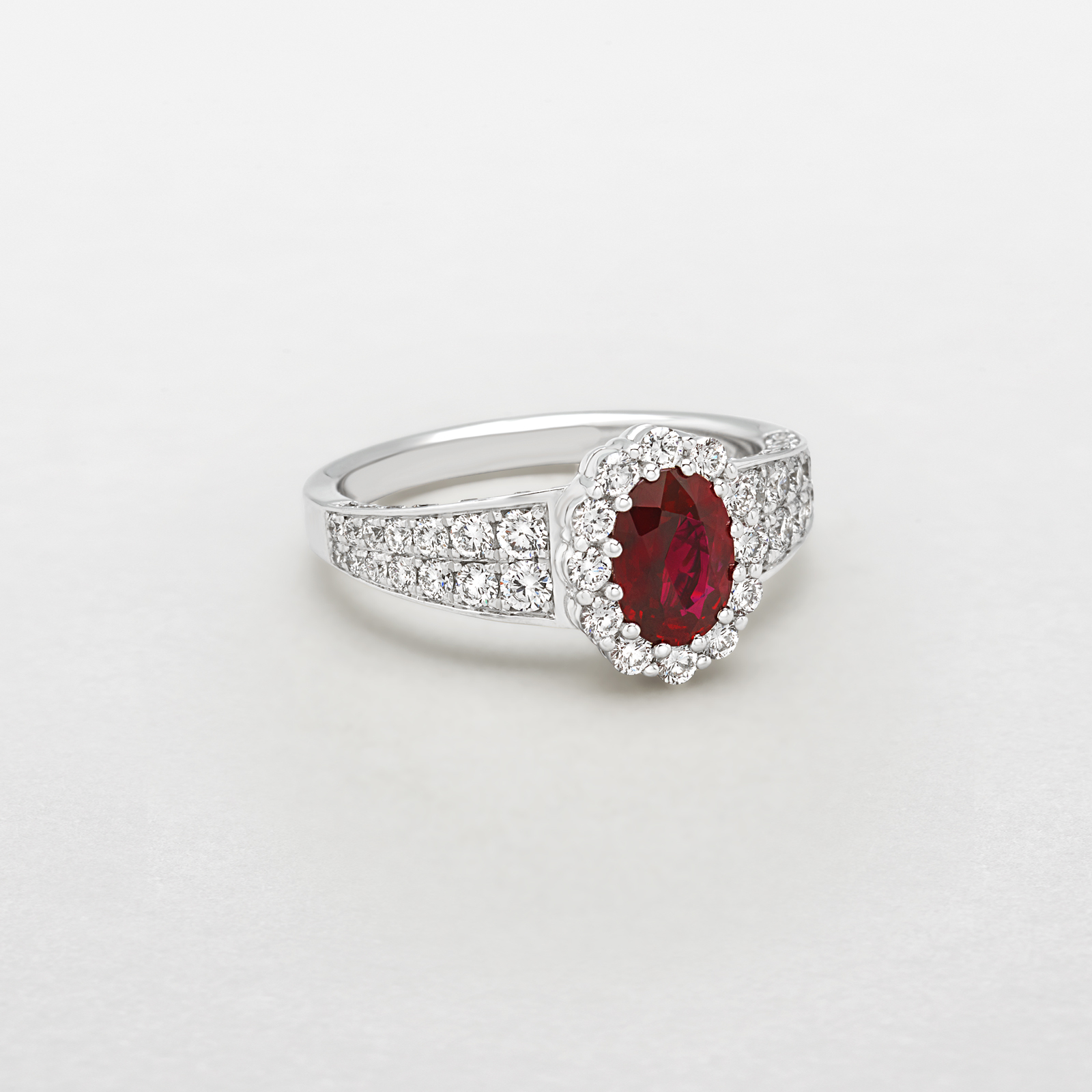 white gold with diamonds and ruby ring