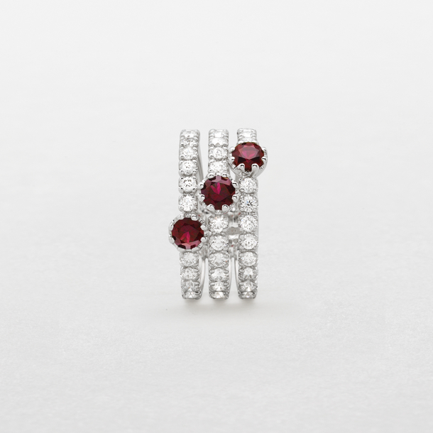 white gold with diamonds and rubies ring