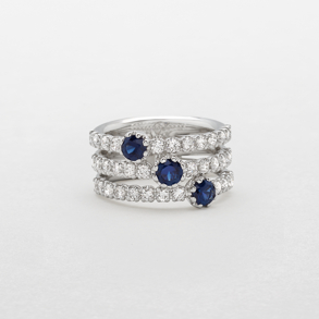 white gold with diamonds and sapphires ring
