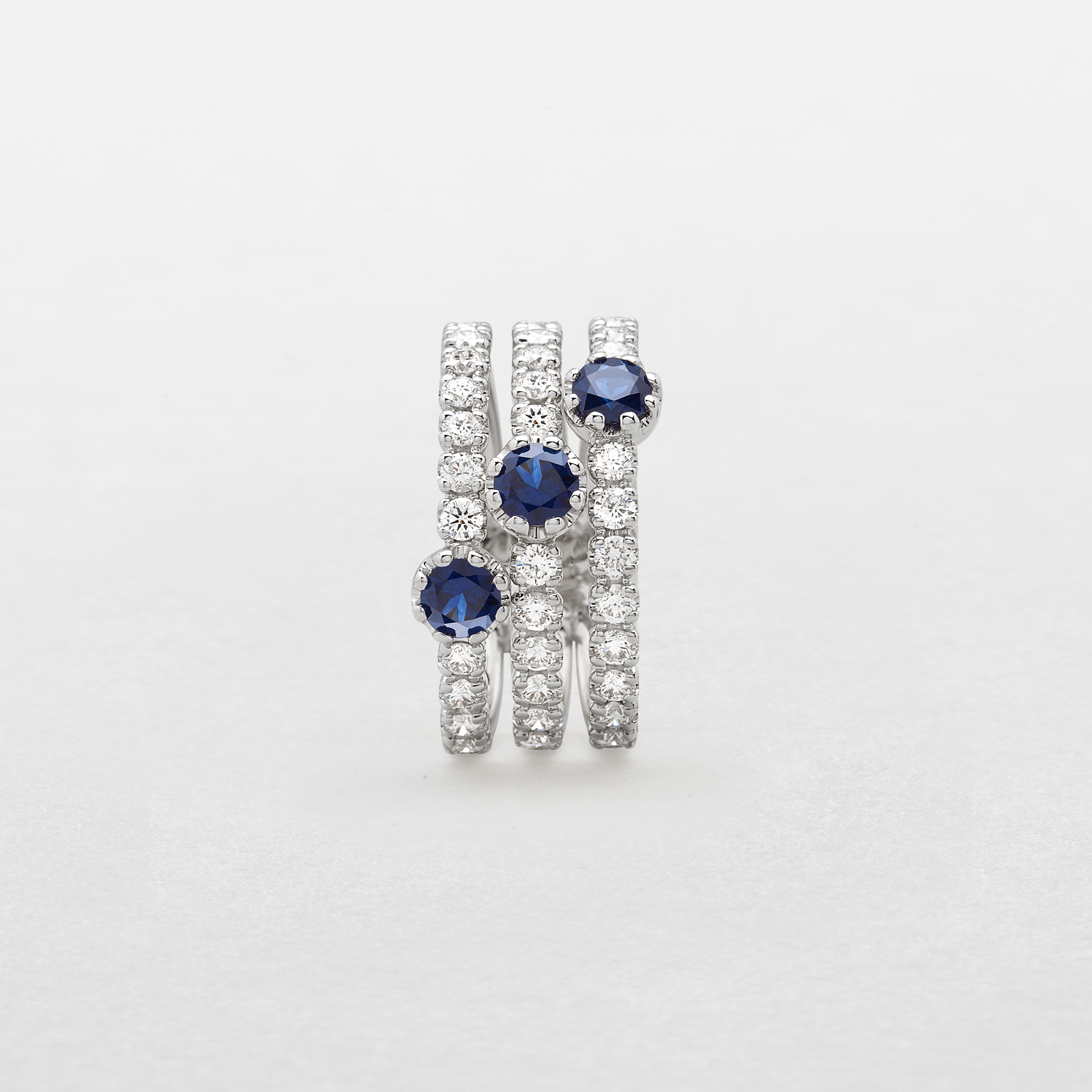 white gold with diamonds and sapphires ring