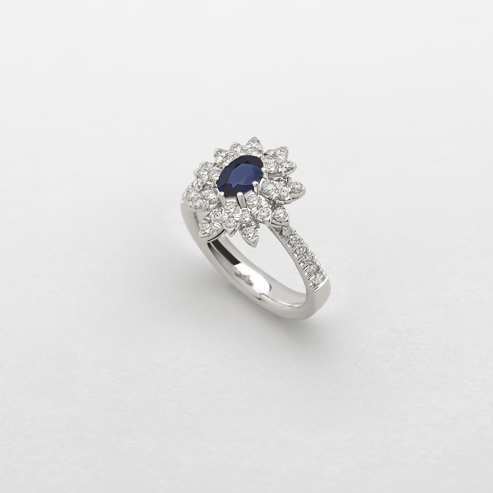white gold with diamonds and sapphire ring