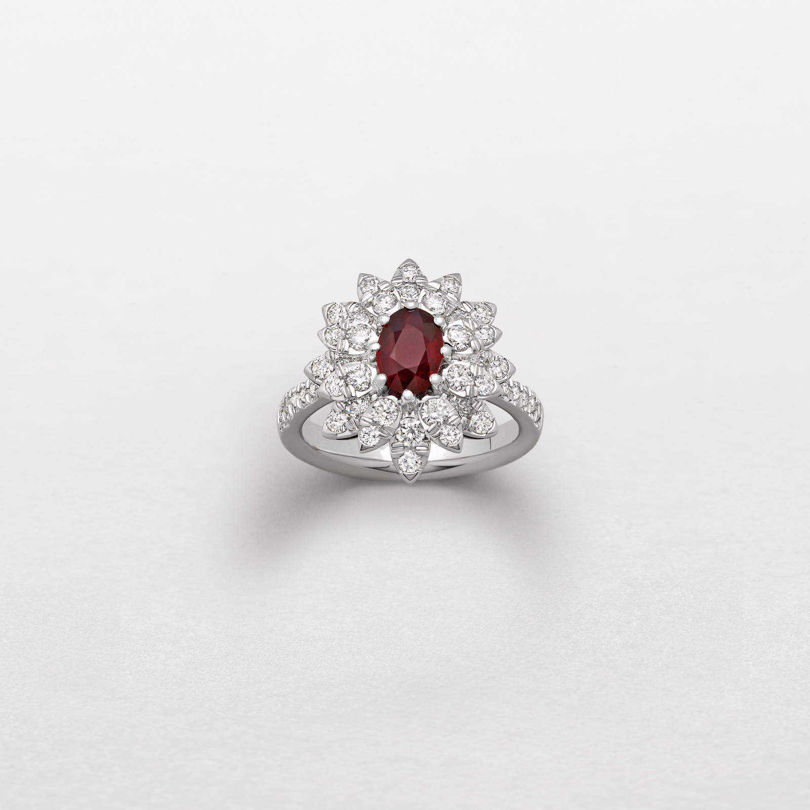 white gold with diamonds and ruby ring