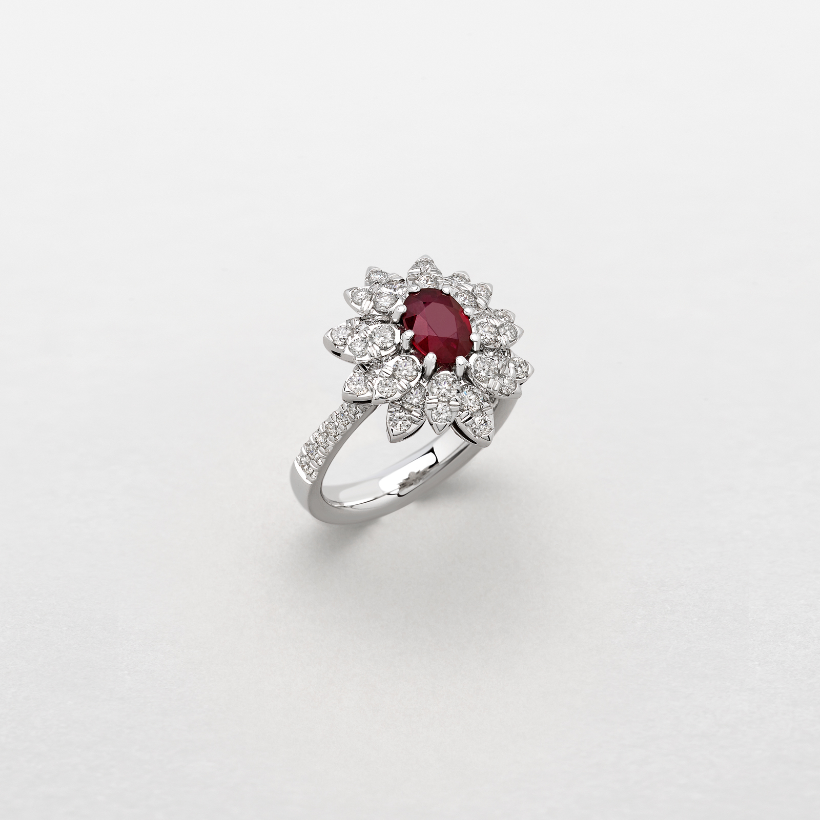 white gold with diamonds and ruby ring