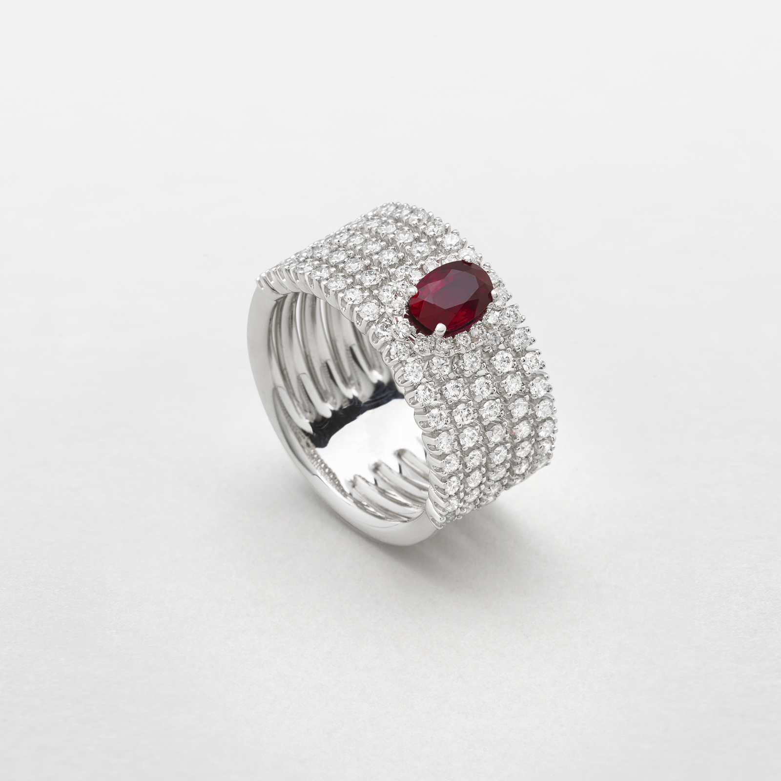 white gold with diamonds and ruby ring