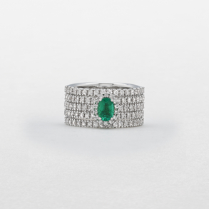 white gold with diamonds and emerald ring