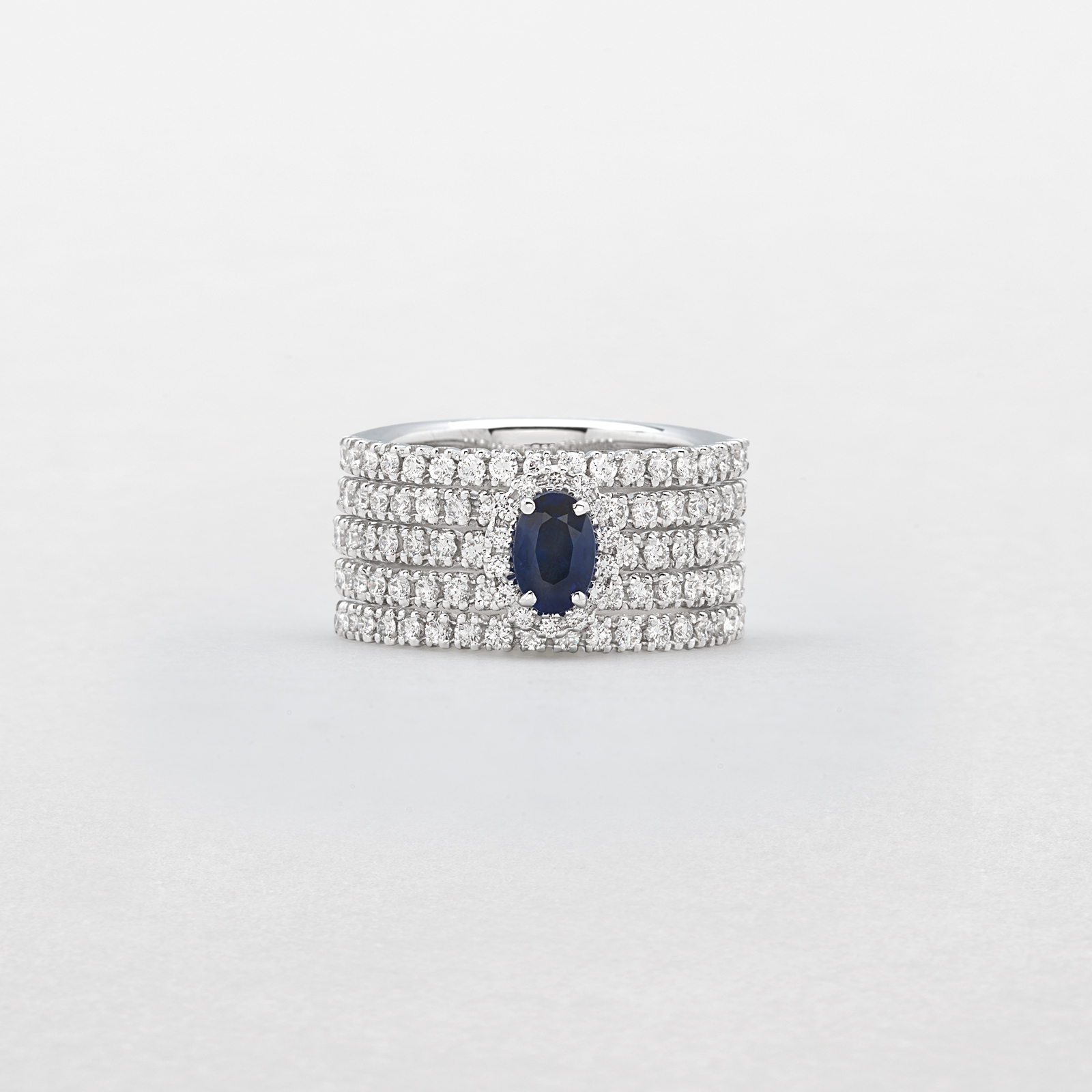 white gold with diamonds and sapphire ring