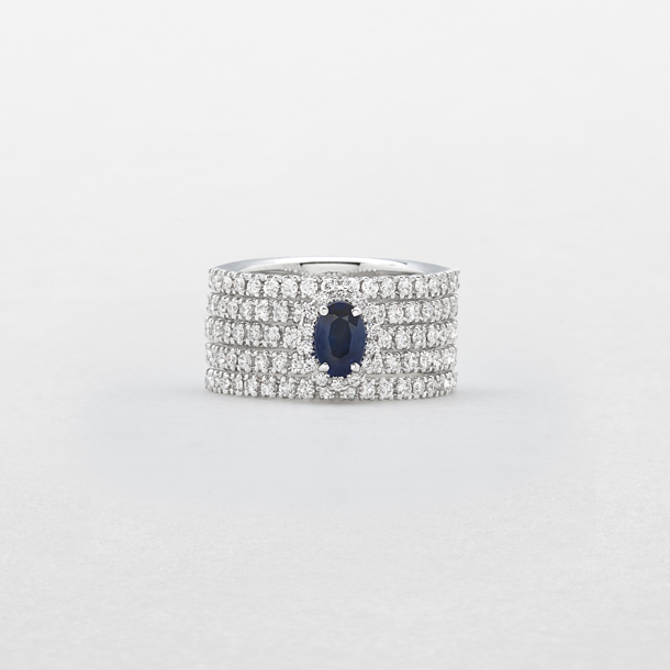 white gold with diamonds and sapphire ring