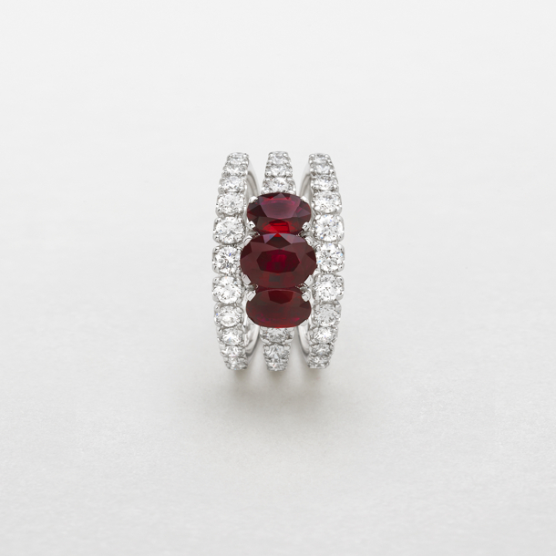 white gold with diamonds and rubies ring