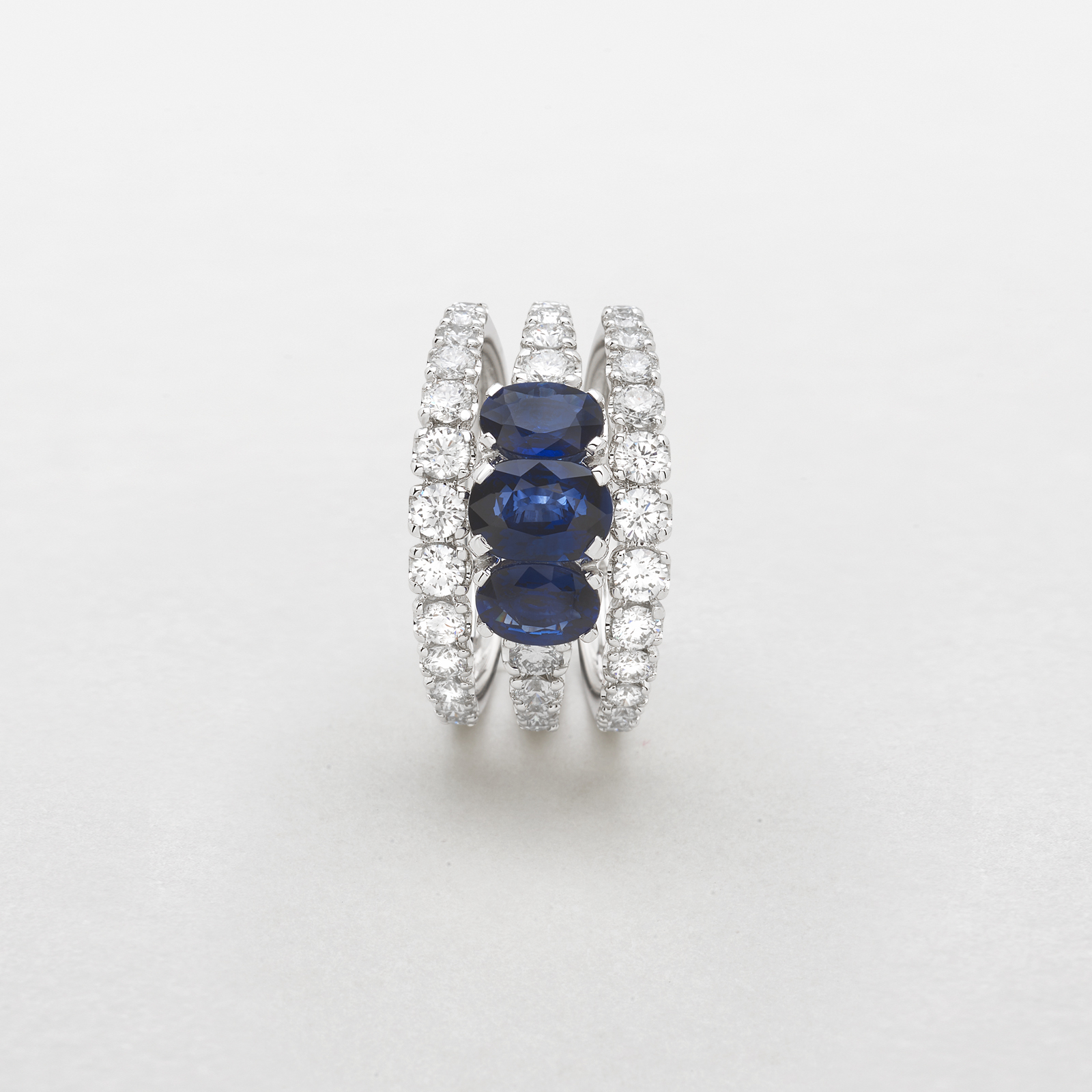 white gold with diamonds and sapphires ring
