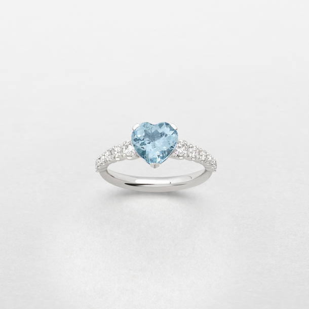 white gold with diamonds and aquamarine ring