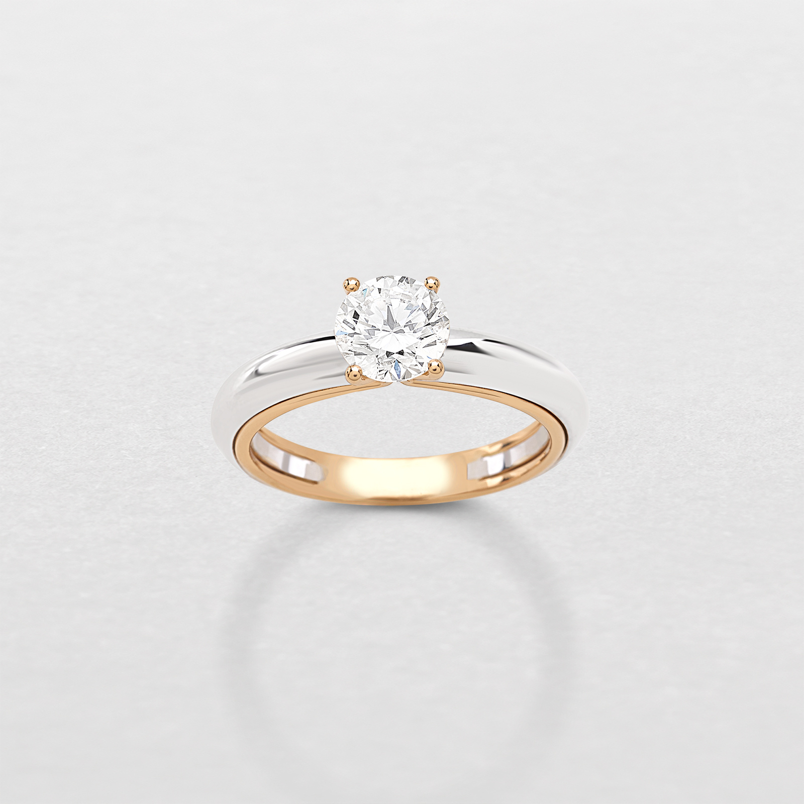 white and pink gold with diamonds ring