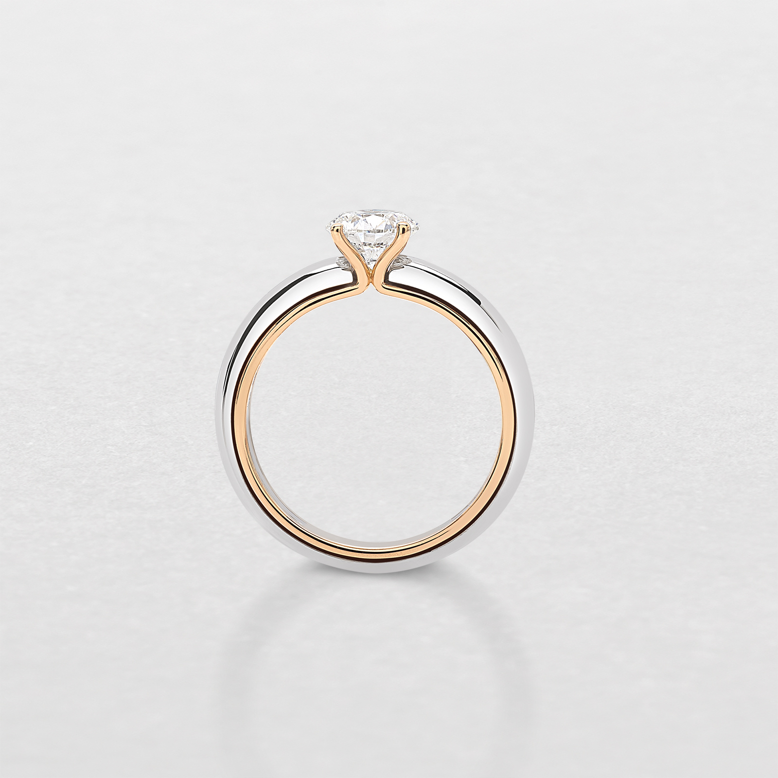 white and pink gold with diamonds ring