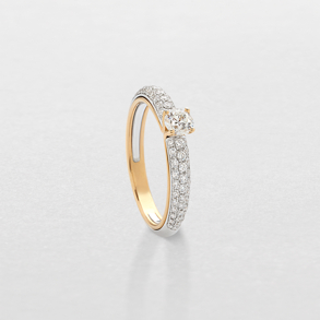 white and pink gold with diamonds ring