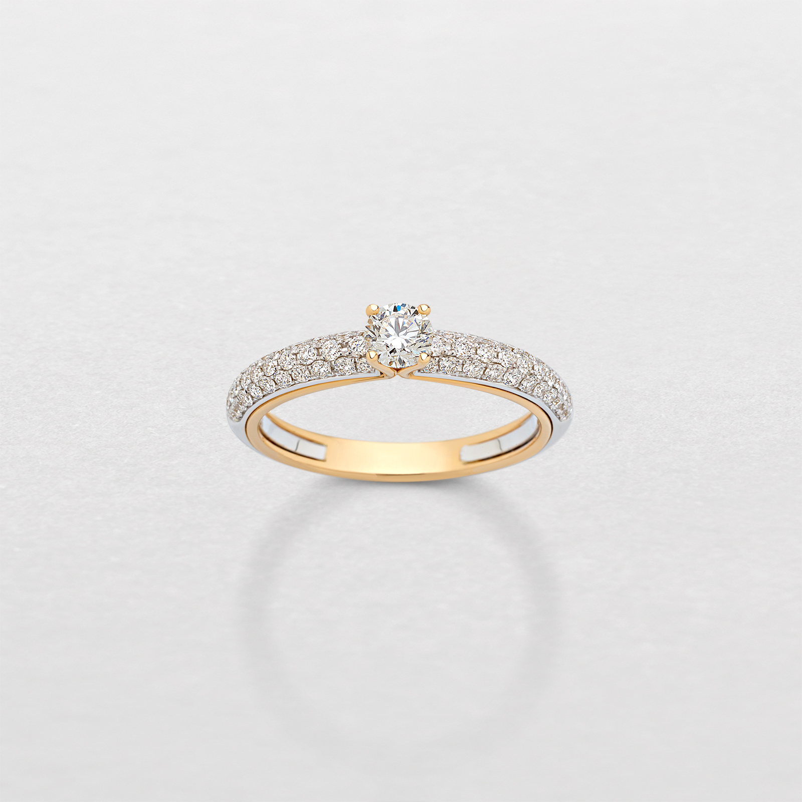 white and pink gold with diamonds ring