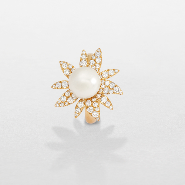 pink gold with diamonds and pearl ring