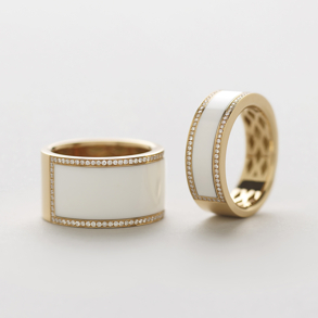 anello in oro rosa, kogolong e diamanti