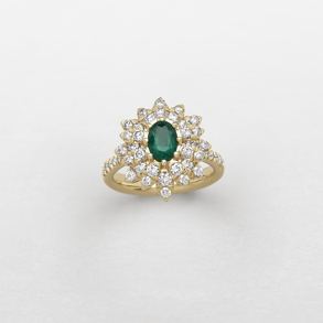 rose gold with diamonds and emerald ring
