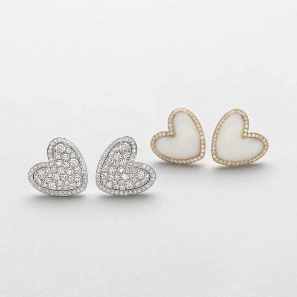 orecchini in oro rosa, kogolong e diamanti