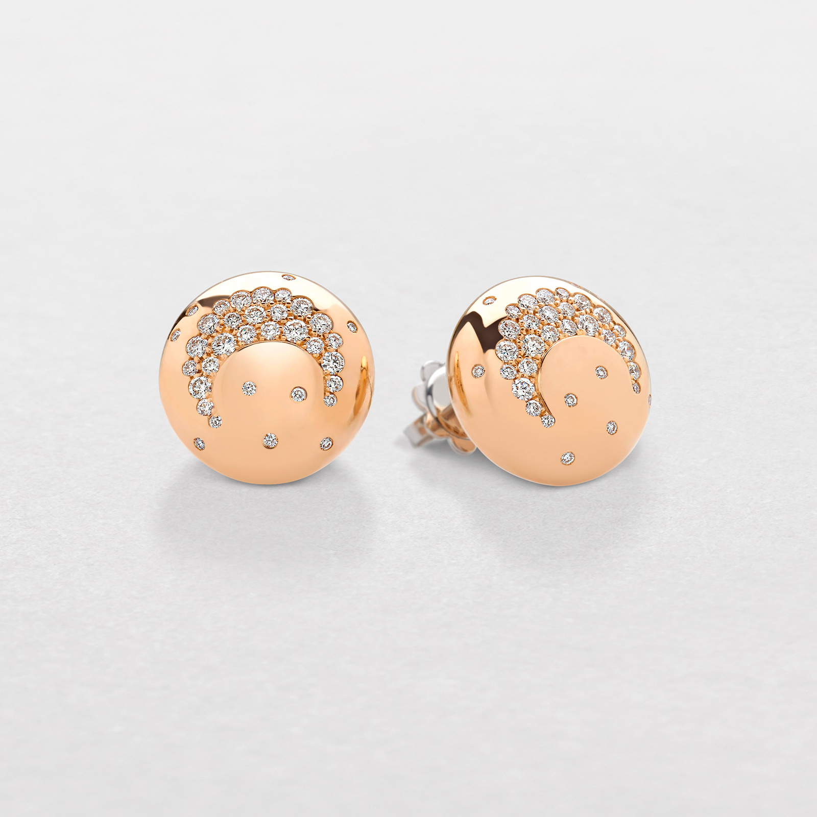 orecchini in oro rosa, bianco e diamanti