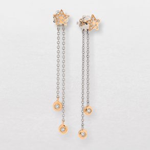 white and pink gold and diamonds earrings