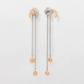 white and pink gold and diamonds earrings