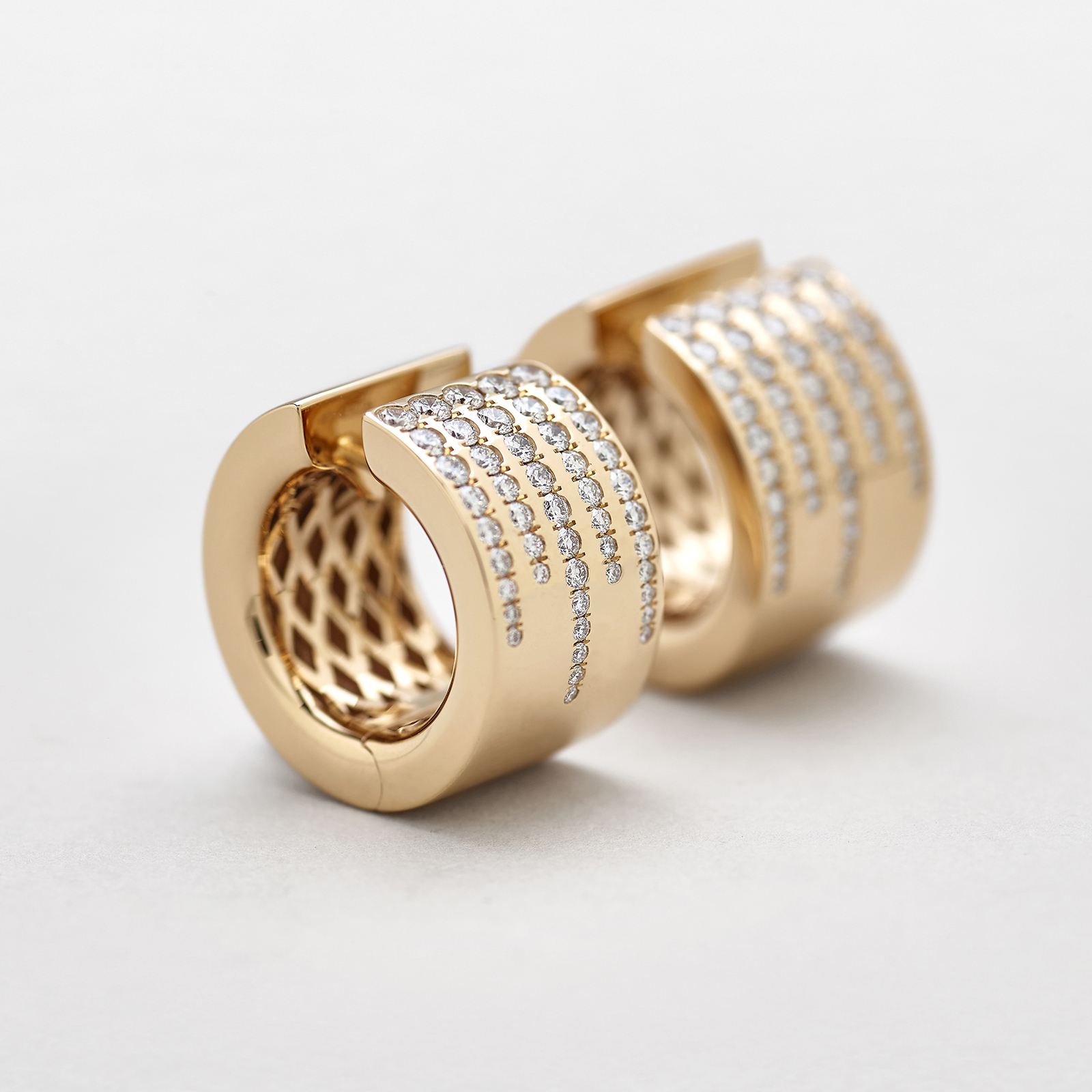 pink gold and diamonds earrings