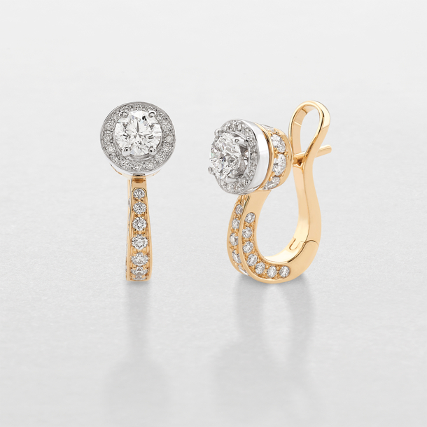 white and pink gold with diamonds earrings