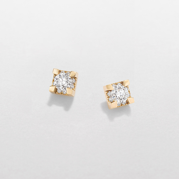 white and pink gold and diamonds earrings
